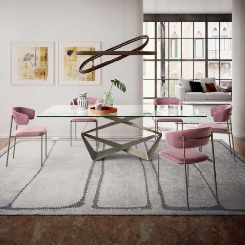 Tavolo fisso Gem Ozzio piano in Cristallo 240x110 cm 